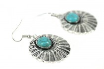 Boucles d'oreilles longues en argent avec pierre semi précieuse turquoise