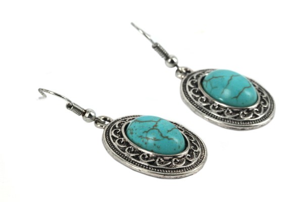 Boucles d'oreilles en turquoise indienne et amérindienne véritable