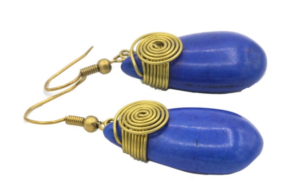 Boucles d'oreilles Pondichéry Boucles d'oreilles bleu roi en lapis lazuli pendantes