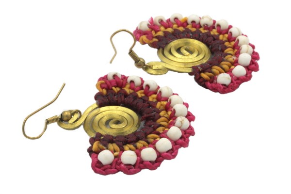 Boucles d'oreilles perles de rocailles pendantes et cuivre