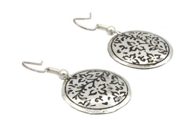Boucles d'oreilles fleur du Bengale Boucles d'oreilles style motifs indiennes à fleurs argent