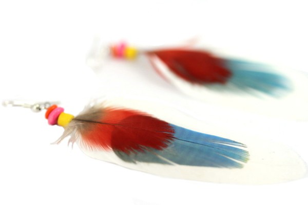 Boucles d'oreilles plumes Brésil Boucles d’oreilles plumes bleu