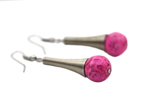 Boucles goutte Chichimèques Boucles goutte en galuchat turquoise