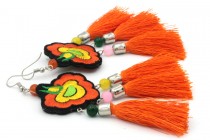 Boucles d'oreilles orange longues et pendantes