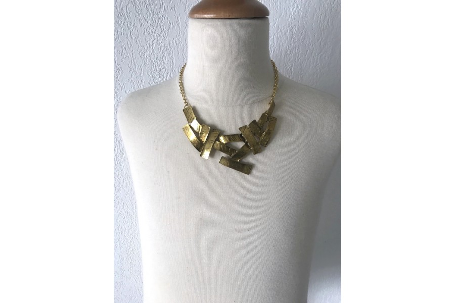 Collier Ras Du Cou Monet Plastron Doré - Occasion - Bijou Vintage