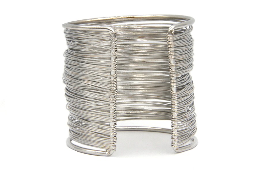 Bracelet Manchette Plaqué Argent Décor Feuilles D'acanthe - Occasion - Style Bohème
