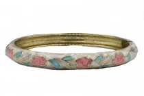 Bracelet rigide rose et fleurs