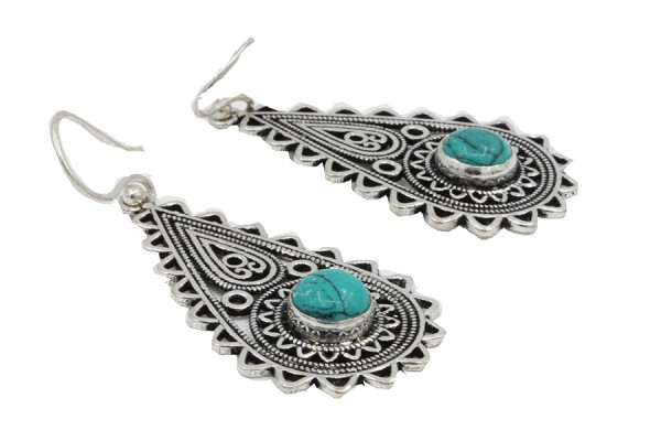 Boucles d'oreilles argent et turquoise