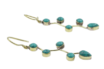 Boucles oreilles d'inde argent pierre turquoise