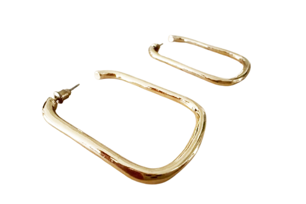 Boucles d'oreilles rectangles dorées