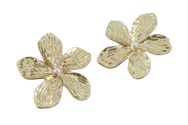 Boucles d'oreilles fleur de tiaré dorée