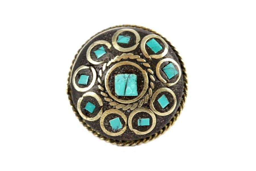 Bague En Argent 925 Avec Turquoise Et Corail - Taille 58, Bijou Artisanal Bleu Et Rouge