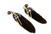 Boucles d'oreilles plumes marron