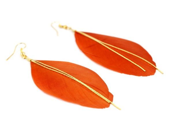 Boucles d'oreilles plumes Safran