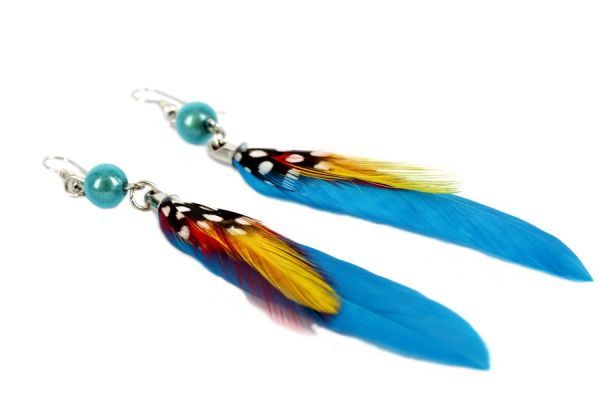 Boucles d'oreilles plumes Brésil Boucles d'oreilles plumes Brésil