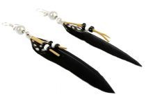 Boucles d'oreilles plumes noires