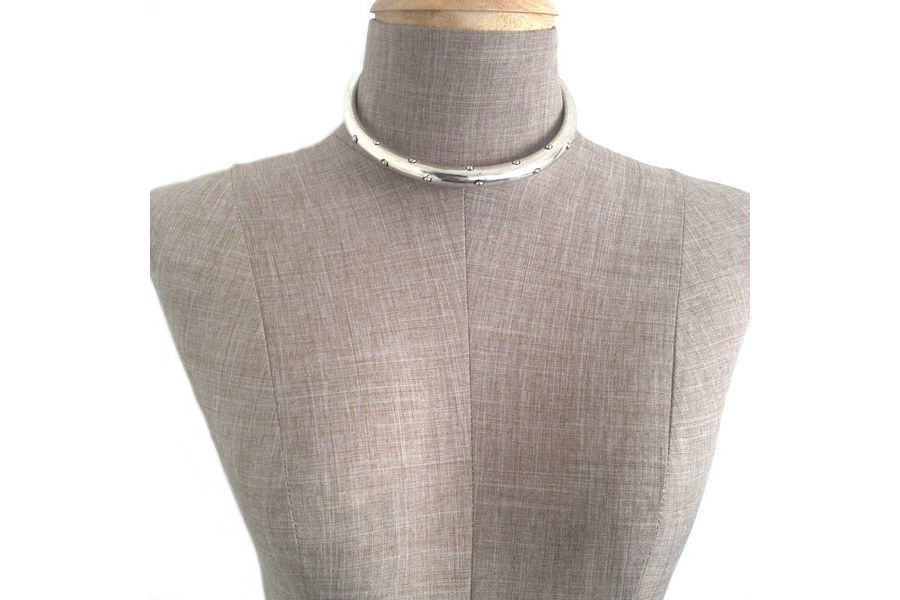 Collier ras du cou argent plat