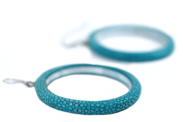 Créoles galuchat turquoise Créoles galuchat turquoise