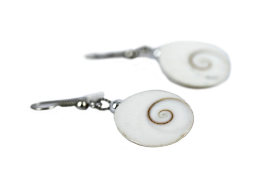 Boucles D'oreilles Oeil De Sainte Lucie, Acier Inoxydable, Coquillage Blanc, Femme