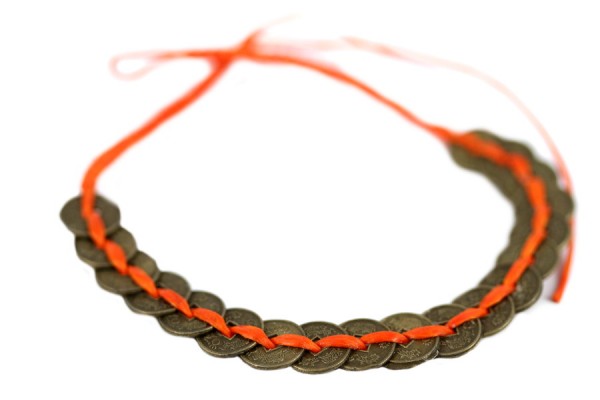 Bracelet pièce de monnaie orange Bracelet pièce de monnaie