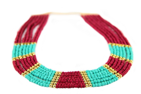 Collier indien turquoise mutltirangs