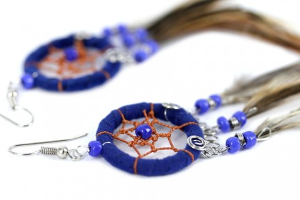 Boucles d'oreilles plumes attrape capteur de rêve dreamcatcher