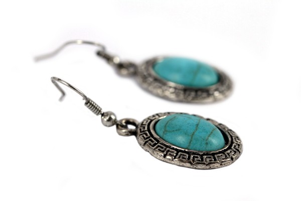 Boucles d'oreilles fantaisie pierre turquoise