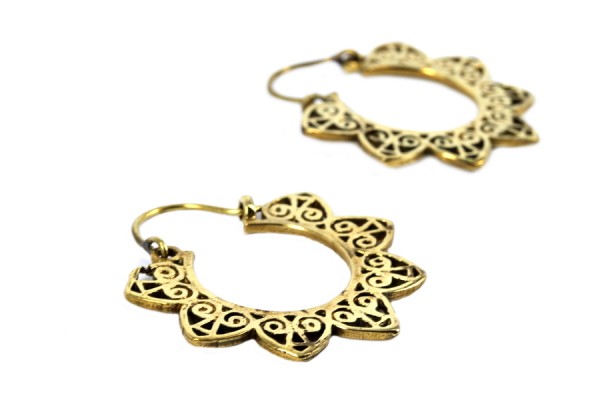 Boucles d'oreilles tribales Chin Boucles d'oreilles ethniques bronze