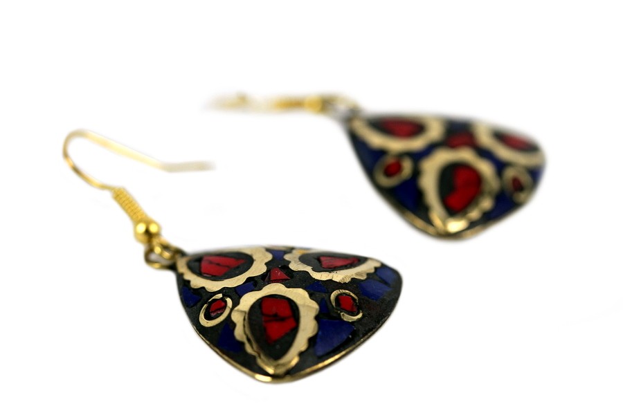 Boucles d'oreilles à clips Lapis lazuli – Jade – Monture dorée élégante