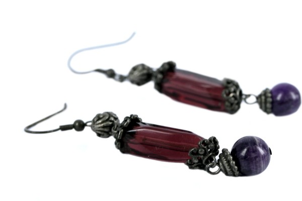Boucles d'oreilles vintage en Améthyste Boucles d'oreilles Peigne de Vénus