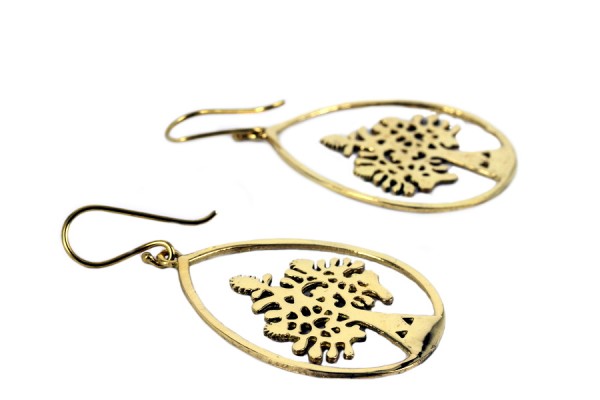 Boucles d'oreilles Kabbale Boucles d'oreilles arbre de vie or dorées