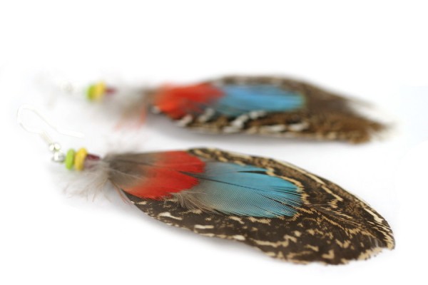 Boucles d'oreilles plumes Hopi Boucles d'oreilles en plumes fantaisie