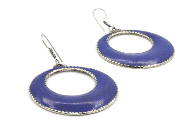 Anneaux en Lapis Lazuli Boucles d'oreilles anneaux argent et lapis lazuli tribales