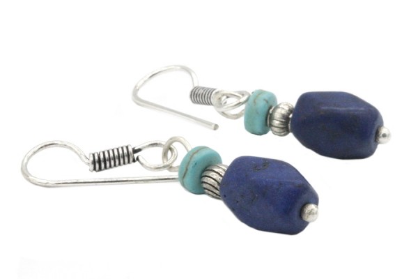 Boucles d'oreilles en lapis Sioux Boucles d'oreilles Sioux turquoise argent