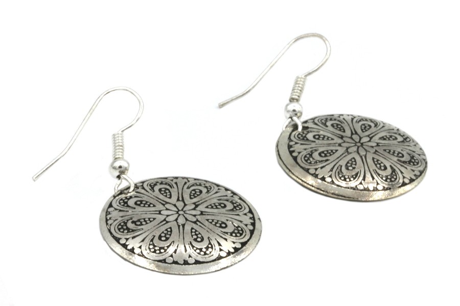 Boucles d'oreilles pendantes argent 925 ‰ motif losange SO OR