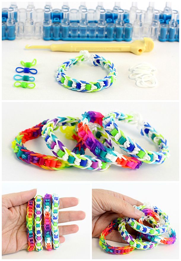 Comment faire, fabriquer un bracelet Rainbow Loom avec, sans machine ?   Bracelet elastique tutoriel, Bracelets élastiques, Bracelets élastiques en  loom